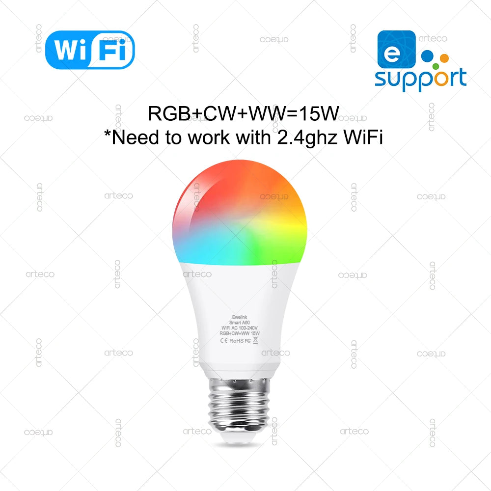 EWelink E27 E14 GU10 Smart Bulb WiFi Zigbee,Dimmable Led Light Bulb RGB CW Lamp Works With Alexa Amazon Google Home Yandex Alice