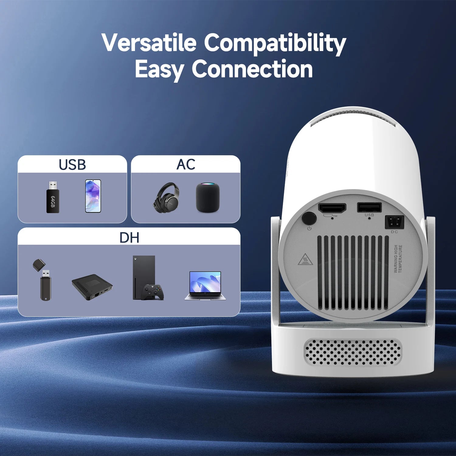 Magcubic HY300 Pro + Projector 4K 720P With 5W Speaker Android 11 8000 Lumens WiFi 6 BT5.4 Outdoor Video Home Theater Projector