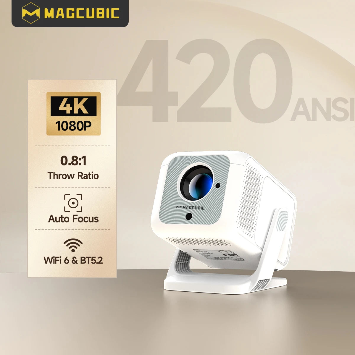 Magcubic Auto Focus 4K HD 1920*1080P 420ANSI Portable Projector Android 11 BT5.4 Built 5W HiFi Speaker For Home Theater HY310 X
