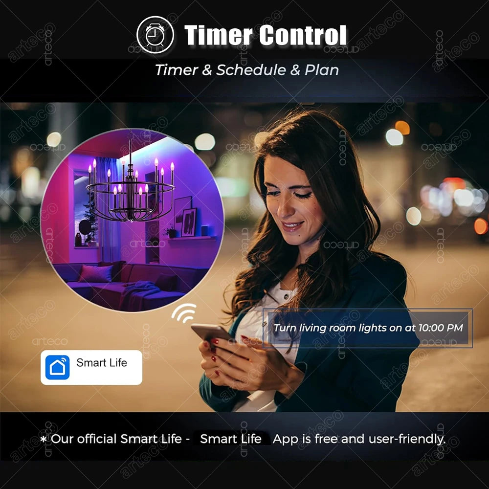 Tuya E27 GU10 E14 Bulb WiFi Zigbee Bluetooth,Dimmable Smart LED Lamp 2700-6500K RGBCW,LED Light Bulb Work With Alexa Google Home