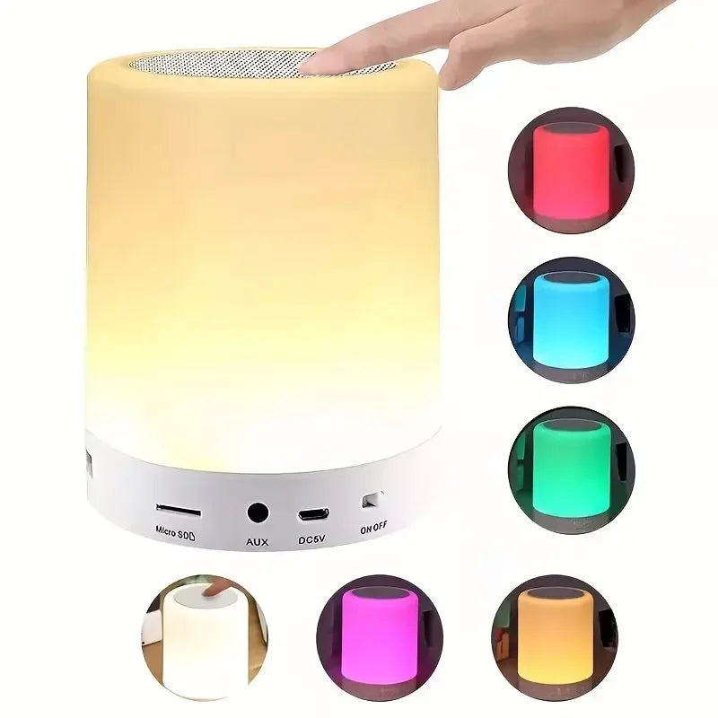2026 Bedside Table Lamp Wireless Bluetooth with Speaker Touch Light Colorful LED Night Dimming Atmosphere Table Lamp for Kid Gift