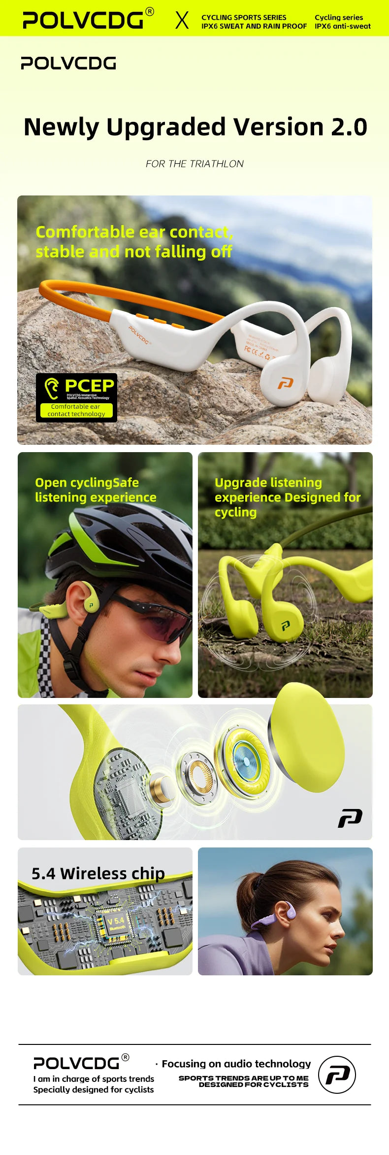 POLVCDG X1 Bone Conduction Cycling Earphones 32GB Memory Bluetooth 5.4 Open Running Headset Sports Technology 2025 Model