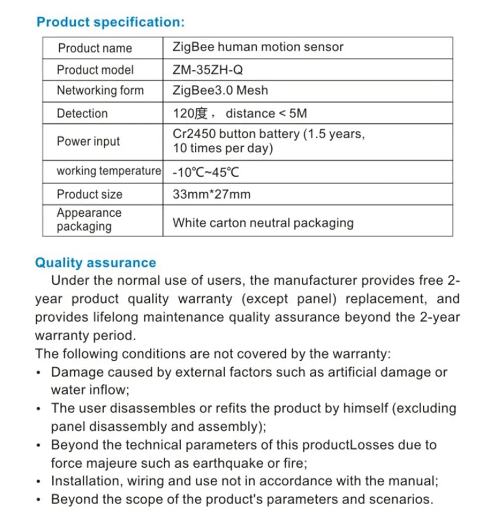 Zigbee Mini PIR Motion Sensor Human Motion Infrared Detector Security Alarm Work With Alexa Google Home Zigbee2MQTT Need Gateway