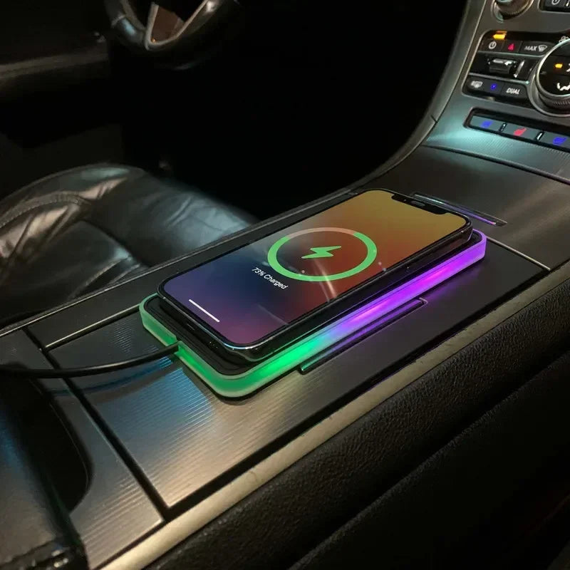 Car 100W Wireless Charger Pad ON/OFF RGB Anti Slip Base Phone Holder for iPhone 16-12 Samsung Xiaomi AirPods Pro 2 Fast Charging