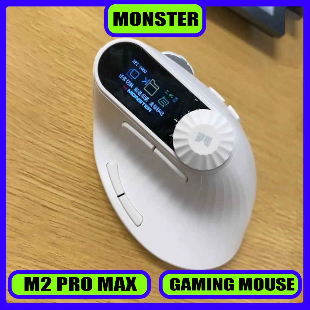 Monster M2 PRO MAX Gaming Mouse Rechargeable Dual Mode DPI Lightweight Custom & Comfortable Ergonomic Vertical Wireless Mouse