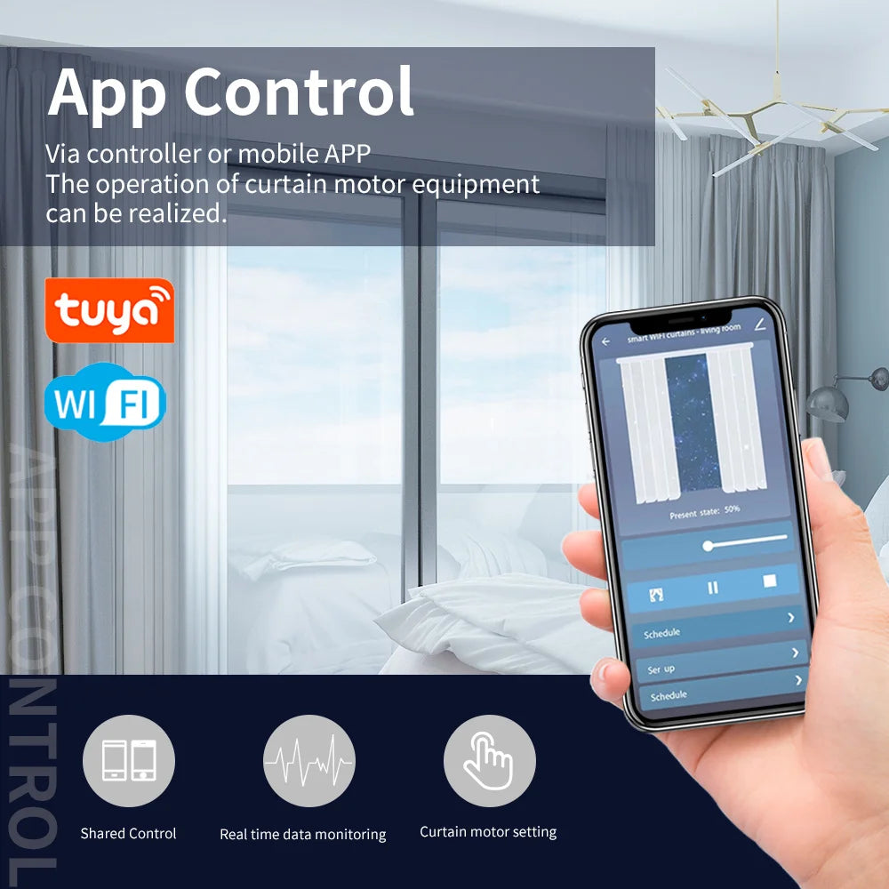 Smart Tuya Wifi/Zigbee Electric Curtain Shutter Motor with RF Remote 22.5CM Size APP Control Alexa Google Assistant SmartThings