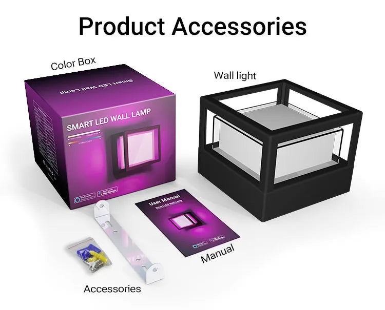 WIFI Smart LED Wall Lamp Outdoor Light Fxiture 20W 2700k-6500k Waterproof RGBICW Color Voice Control Work With Alexa Google