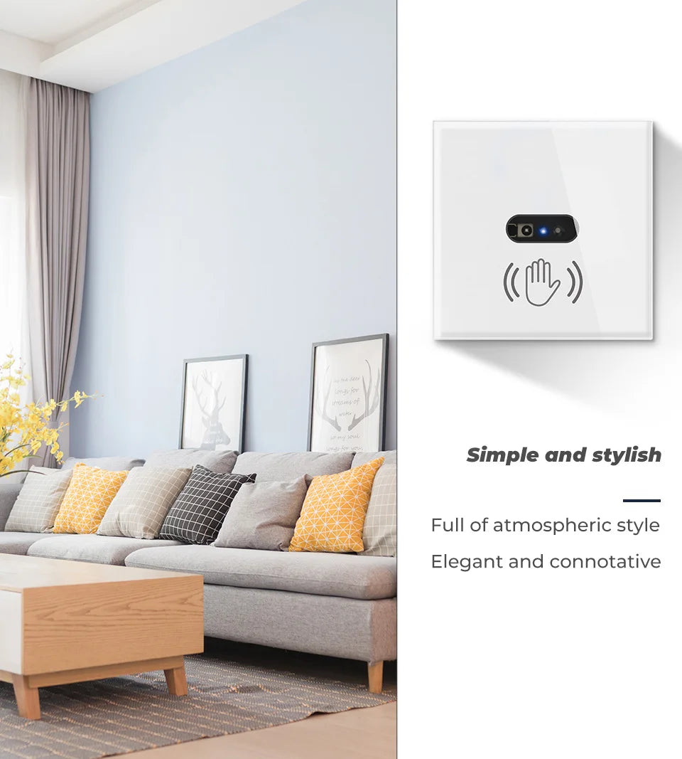 Wall Smart Light Switch Infrare IR Sensor No Need Touch EU Glass Screen Panel Electrical Power Auto On Off Lamp