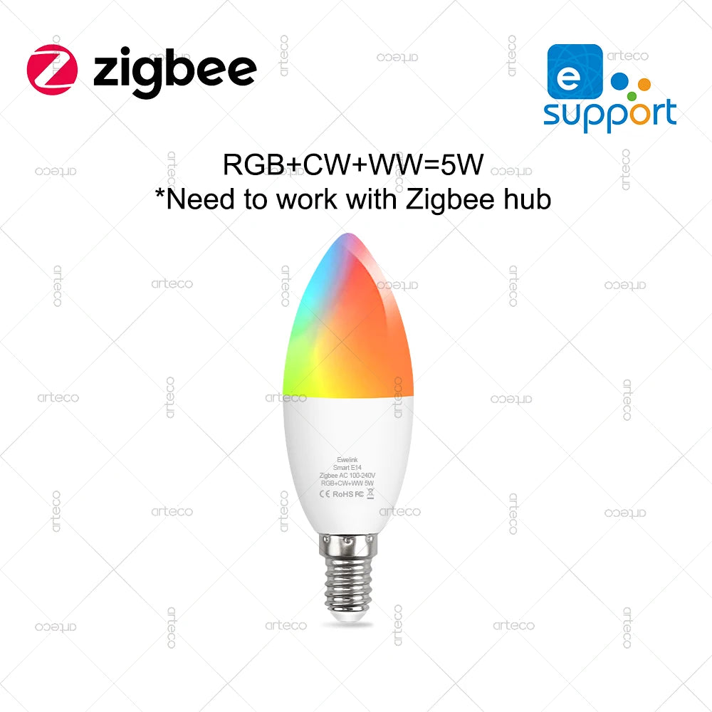 EWelink E27 E14 GU10 Smart Bulb WiFi Zigbee,Dimmable Led Light Bulb RGB CW Lamp Works With Alexa Amazon Google Home Yandex Alice