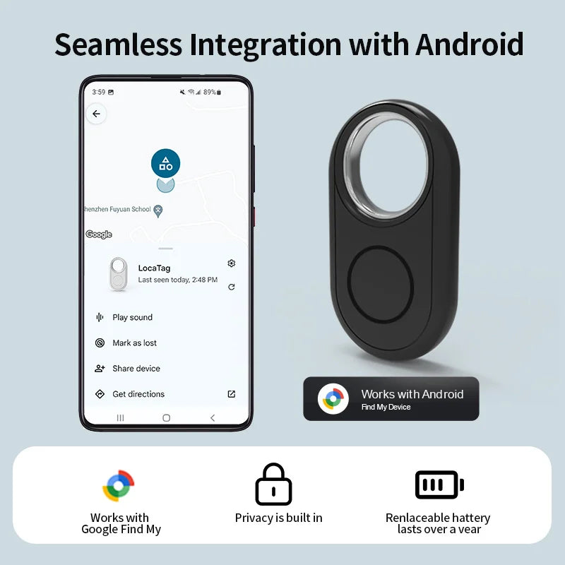 GPS Tracker for Samsung Xiaomi Android Work with Google Find Hub Bluetooth Locator Finder Global Positioning Anti-lost Smart Tag