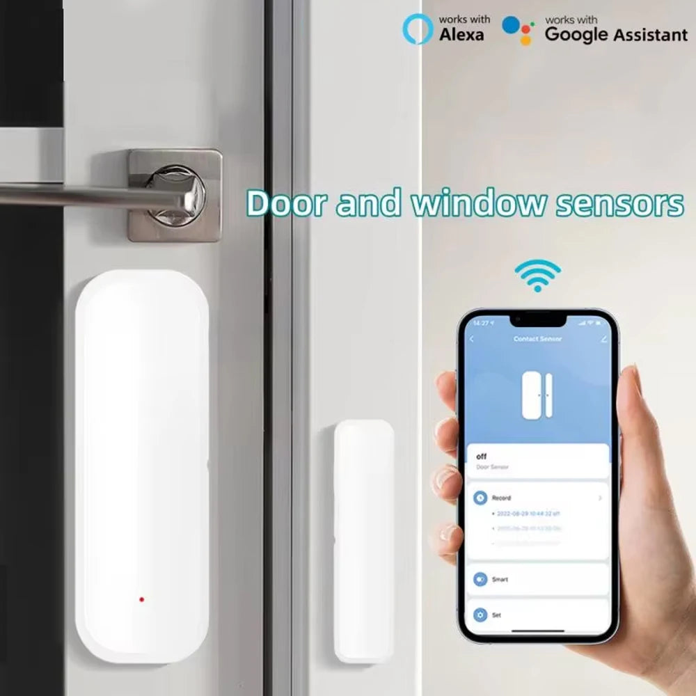 Tuya Zigbee Smart Door Sensor Window Door Open Closed Detectors Smart Home Security Alarm System Voice Control Via Alexa Google