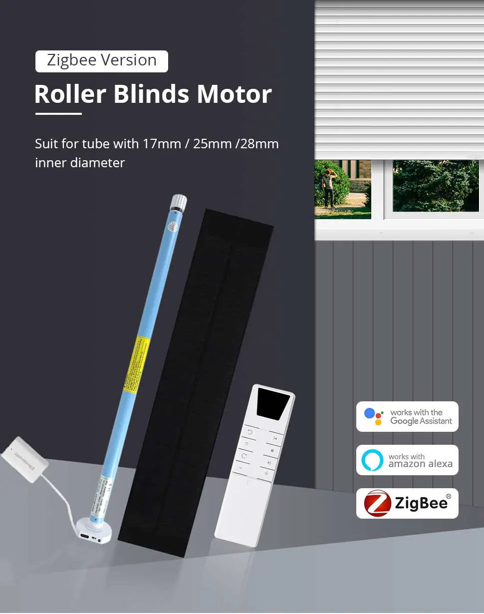Zemismart Zigbee Roller Shade Blinds Motor for 17 25 28mm Tube Smart Electric Curtain Engine Works with Tuya Alexa Google Home
