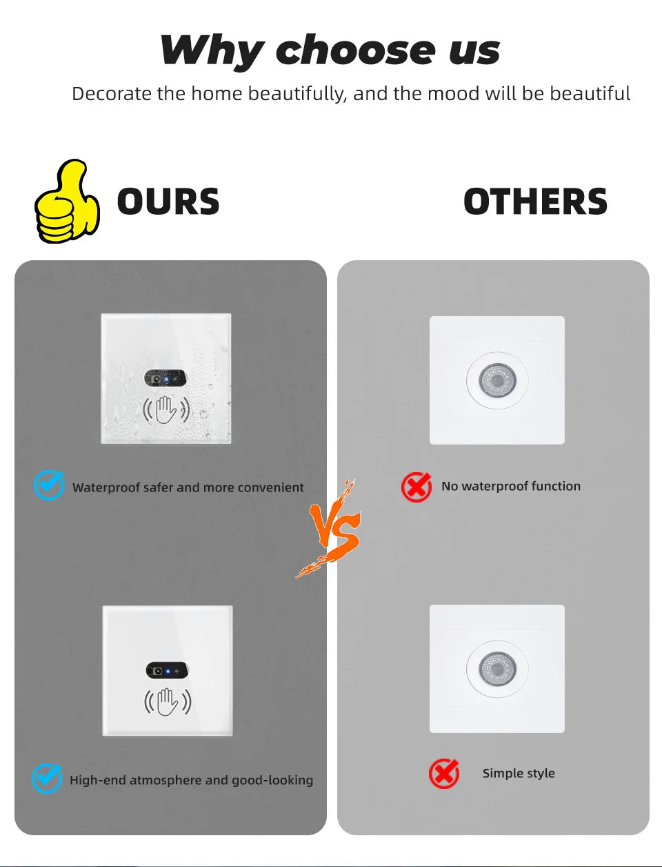 Wall Smart Light Switch Infrare IR Sensor No Need Touch EU Glass Screen Panel Electrical Power Auto On Off Lamp