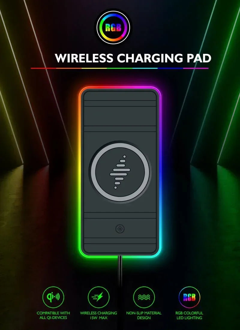 Car 100W Wireless Charger Pad ON/OFF RGB Anti Slip Base Phone Holder for iPhone 16-12 Samsung Xiaomi AirPods Pro 2 Fast Charging