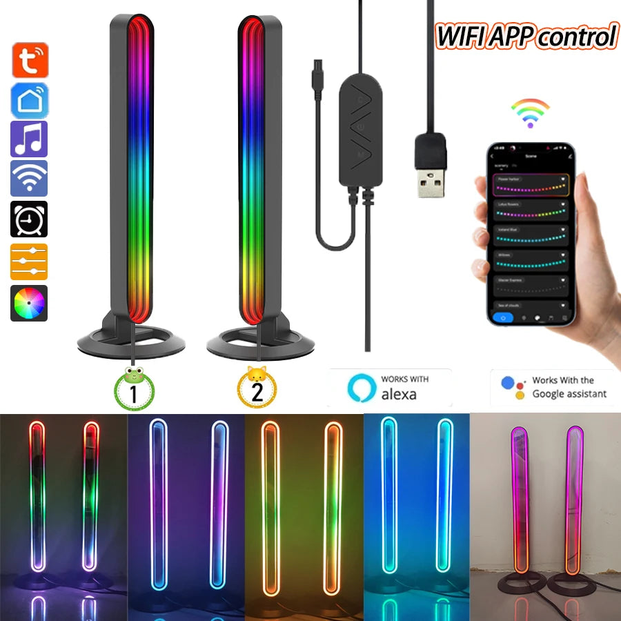 WIFI Smart RGB Light Bar for Google Home TV Background PC Holiday Esports Desktop Decoration Lamp Mirror Music Desktop Lighting
