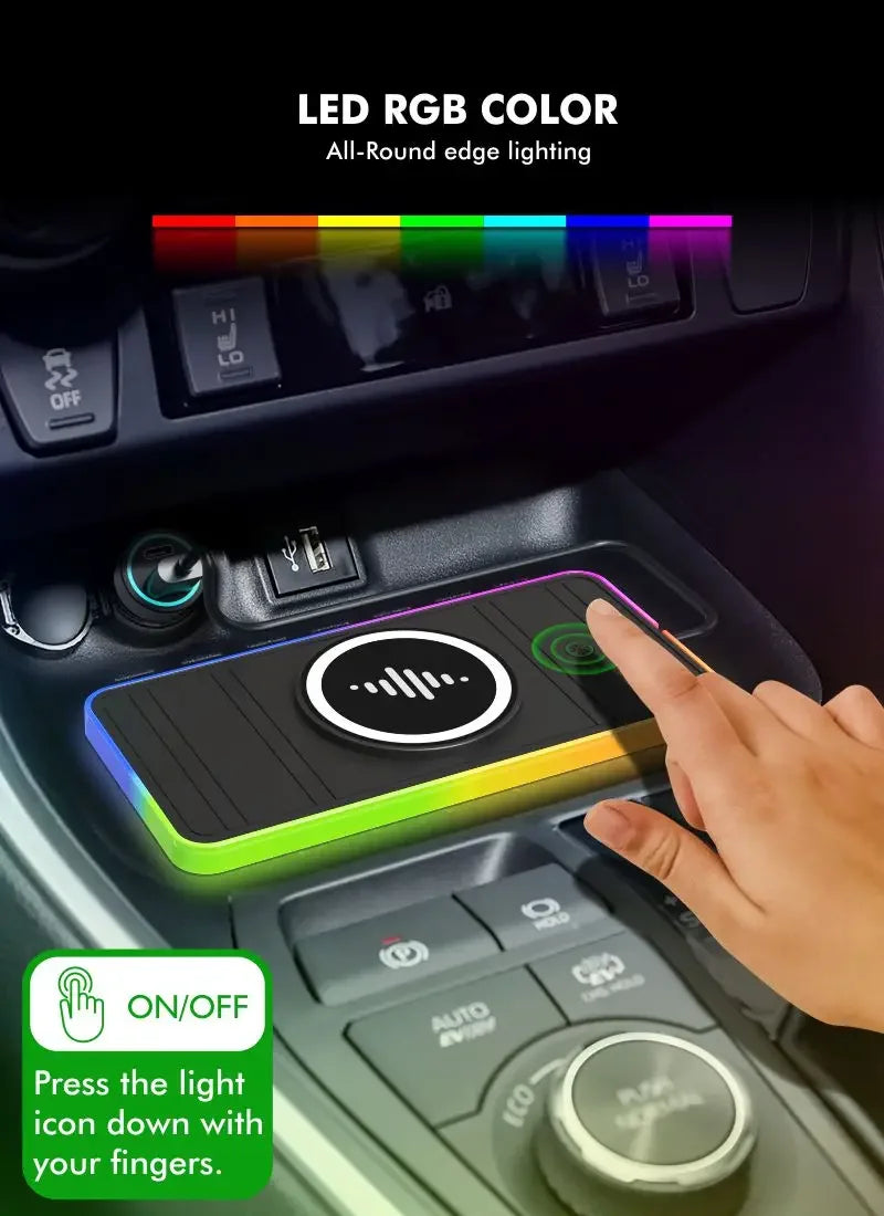 30W Magnetic Car Wireless Charger Pad RGB Light Non-Slip Car Charger for iPhone 17 16 Samsung Xiaomi Airprods Fast Charging