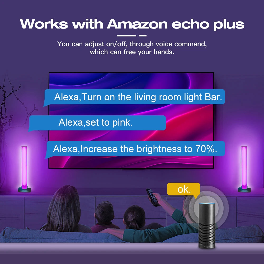 5V USB Zigbee 3.0 RGB+CCT LED Lamp Bar RGBCW Dimmable Light Tuya Smart Life APP Alexa Google Assistant SmartThings Voice Control