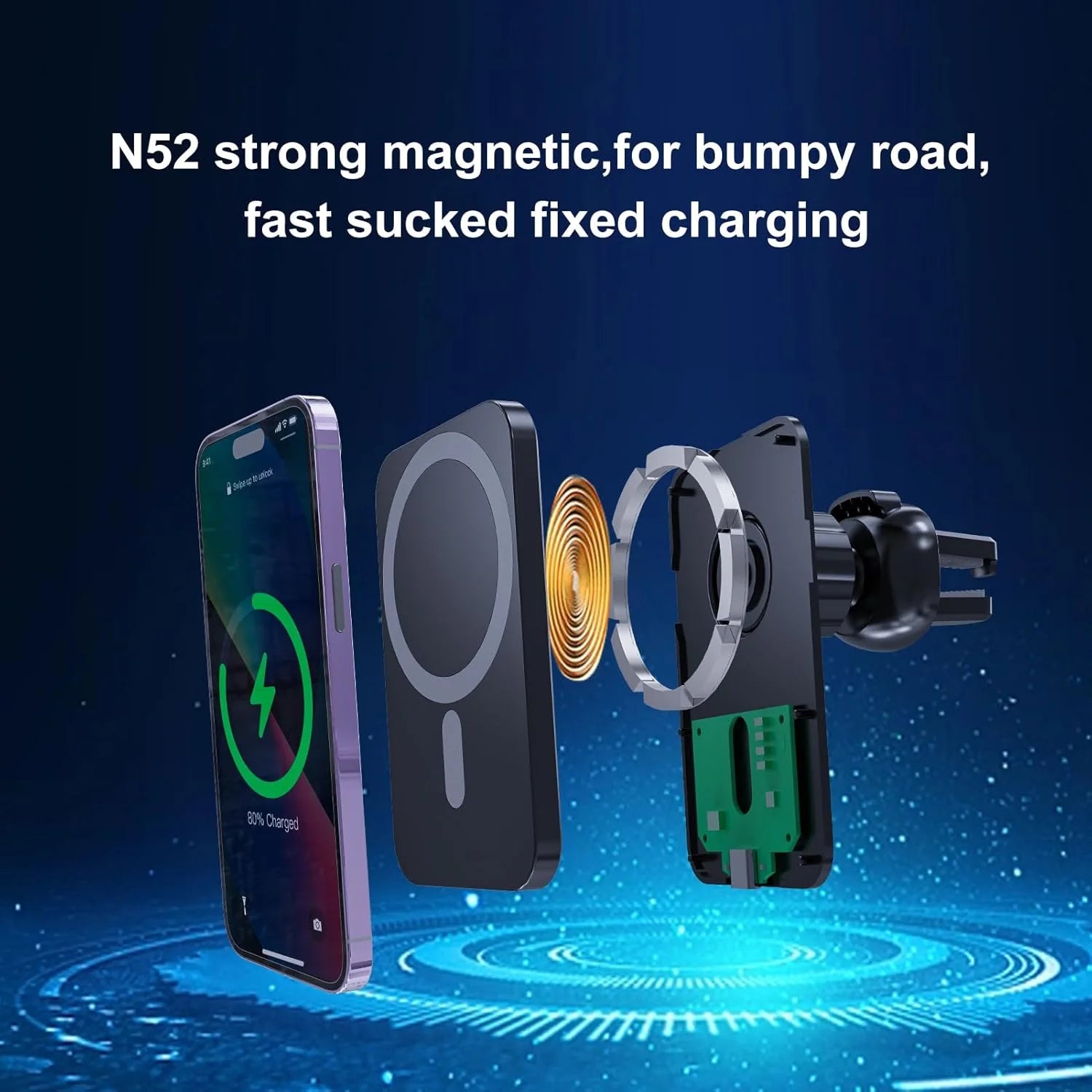 Magnetic Wireless Car Charger Air Outlet Phone Holder for iPhone17  16 15 14 13 12 Pro Max Fast Wireless Car Charging Station