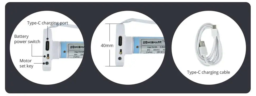 Zemismart Zigbee Roller Shade Blinds Motor for 17 25 28mm Tube Smart Electric Curtain Engine Works with Tuya Alexa Google Home