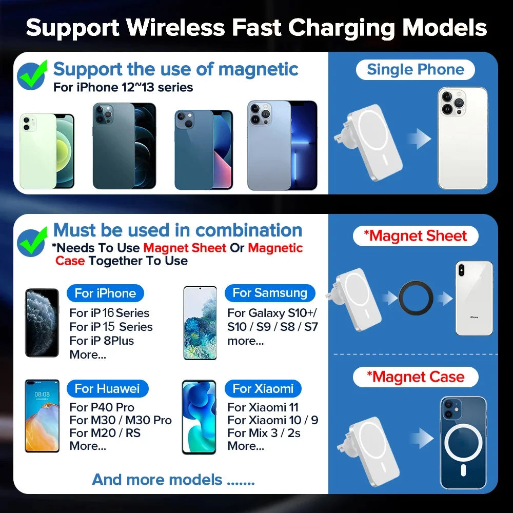 Magnetic Wireless Car Charger Air Outlet Phone Holder for iPhone17  16 15 14 13 12 Pro Max Fast Wireless Car Charging Station