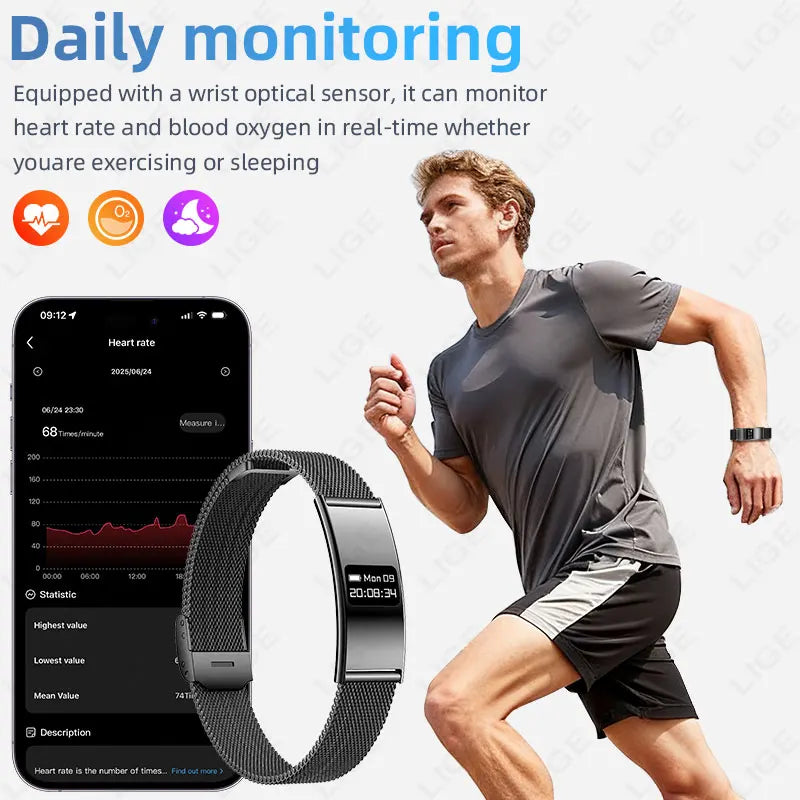 New Smart Bracelet Men Women Health Fitness Tracker Heart Rate HRV Monitor Sport Band Call Reminder Smart Watch for Android iOS
