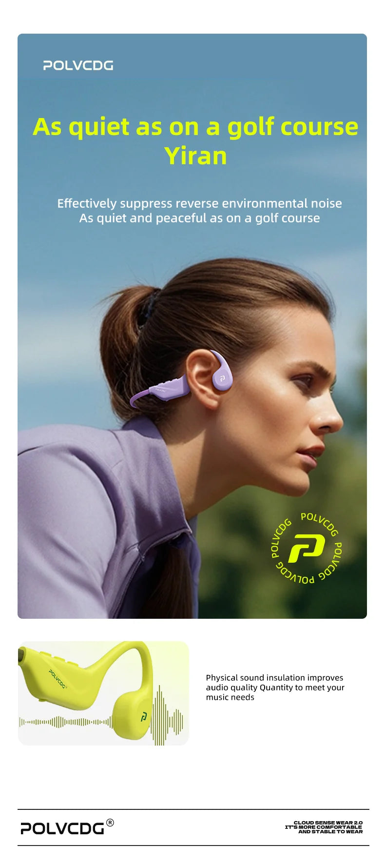 POLVCDG X1 Bone Conduction Cycling Earphones 32GB Memory Bluetooth 5.4 Open Running Headset Sports Technology 2025 Model